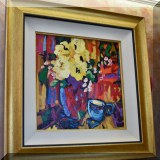 A09a. Still life oil painting signed Kotov. 26” x 26”